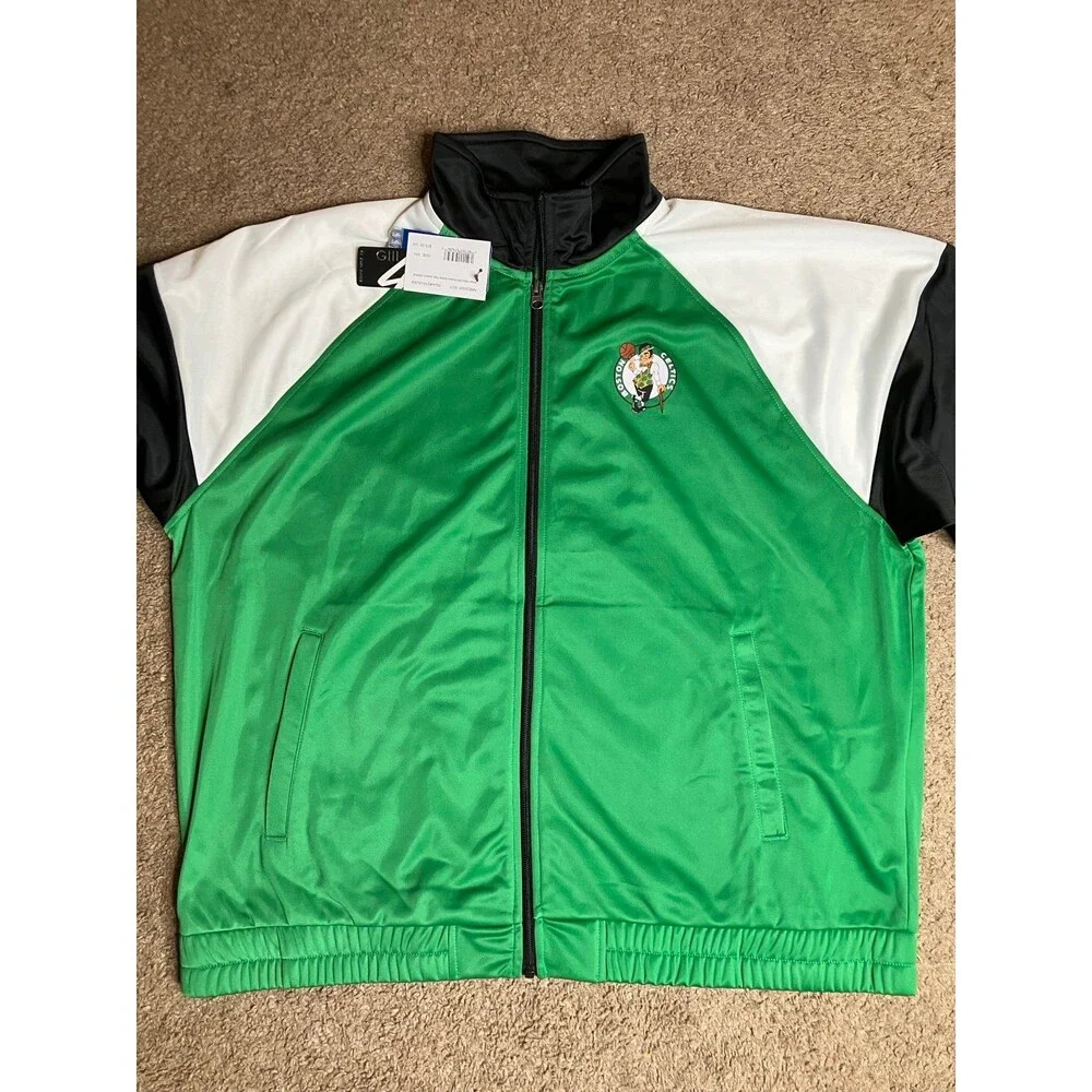 New BOSTON CELTICS Team Basketball NBA Track JACKET Women’s 2XL Carl Banks G-III